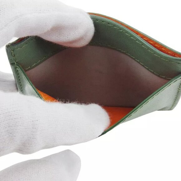 CELINE Card Case Logo Orange Leather Authentic USED - Picture 10 of 16